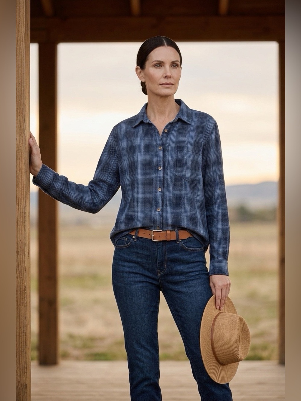 O’Neill Blue Plaid Cotton Button Down Shirt Women’s Small